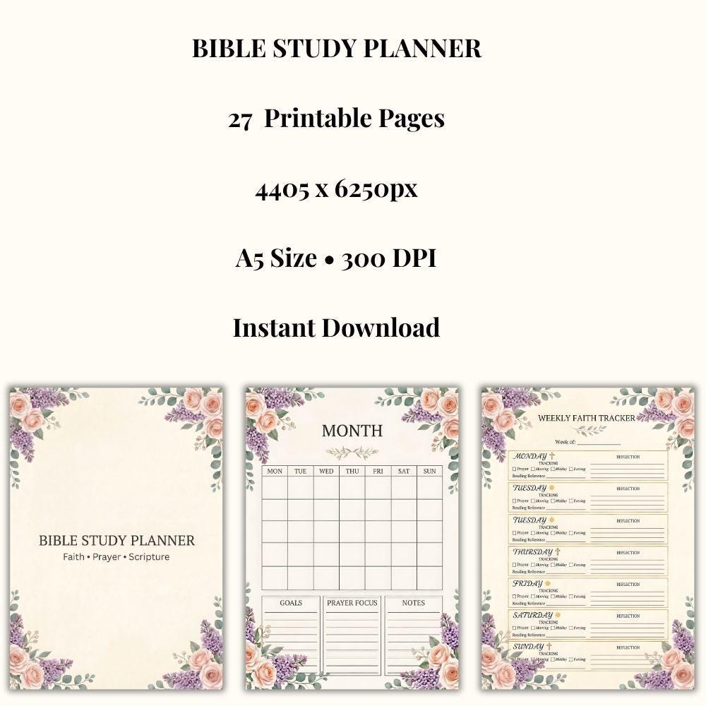 Bible Study Planner Printable Bundle, Bible Verse Mapping, Christian ...