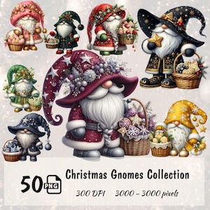 Luxury Christmas Gnome Clipart Set,Holiday Gnomes with Cookies,Watercolor PNG Bundle, Festive Digital Download,Festive Winter Clipart Bundle