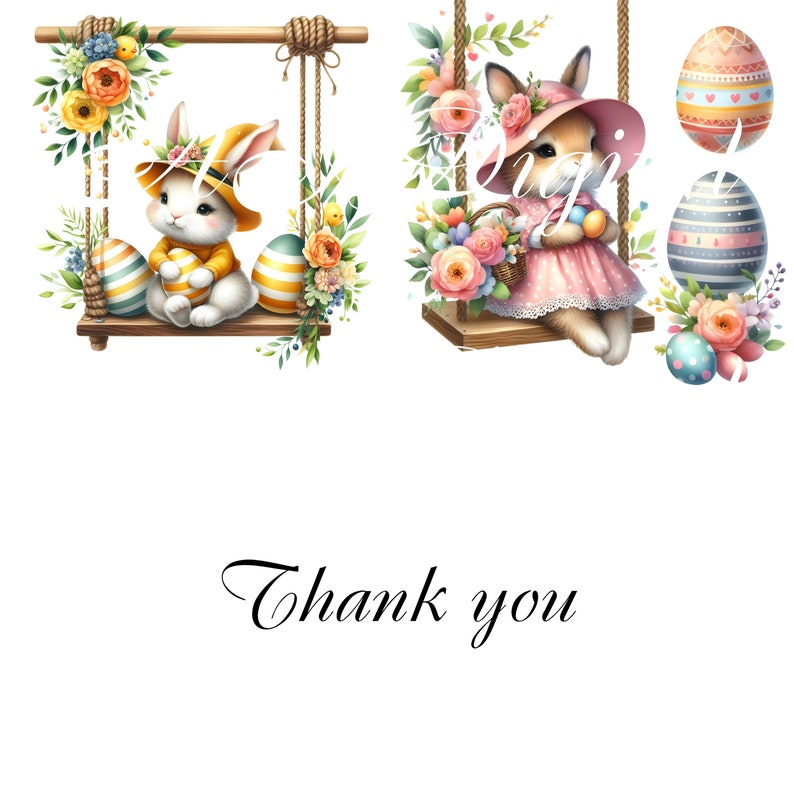 Easter Bunny on Swing Digital Download | Whimsical Easter Decor ...