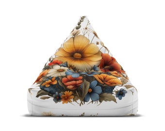 Fleurs sauvages personnalisées - Housse de chaise pouf papillon - Esthétique cottagecore, décoration d'intérieur rétro, cadeau hippie parfait - 2 tailles