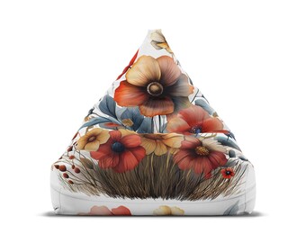 Benutzerdefinierte Wildblume – Schmetterlings-Sitzsack-Stuhlbezug – Cottagecore-Ästhetik, Retro-Wohndekoration, perfektes Hippie-Geschenk – 2 Größen