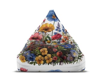 Fleurs sauvages personnalisées - Housse de chaise pouf papillon - Esthétique cottagecore, décoration d'intérieur rétro, cadeau hippie parfait - 2 tailles