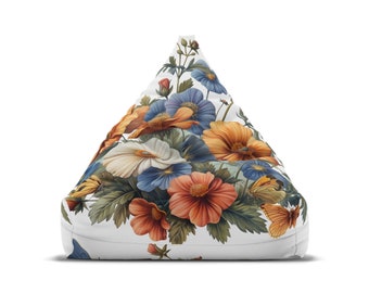 Fleurs sauvages personnalisées - Housse de chaise pouf papillon - Esthétique cottagecore, décoration d'intérieur rétro, cadeau hippie parfait - 2 tailles