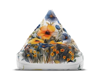 Benutzerdefinierte Wildblume – Schmetterlings-Sitzsack-Stuhlbezug – Cottagecore-Ästhetik, Retro-Wohndekoration, perfektes Hippie-Geschenk – 2 Größen