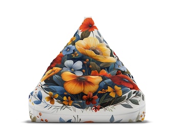 Benutzerdefinierte Wildblume – Schmetterlings-Sitzsack-Stuhlbezug – Cottagecore-Ästhetik, Retro-Wohndekoration, perfektes Hippie-Geschenk – 2 Größen