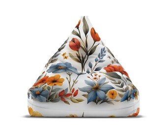 Fleurs sauvages personnalisées - Housse de chaise pouf papillon - Esthétique cottagecore, décoration d'intérieur rétro, cadeau hippie parfait - 2 tailles