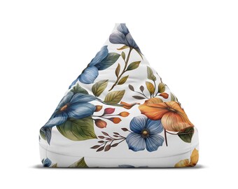 Custom Wildflower - Butterfly Bean Bag Chair Cover - Cottagecore Aesthetic, Retro Home Decor, Perfect Hippie Gift - 2 Sizes