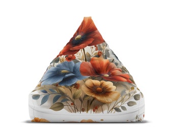 Fleurs sauvages personnalisées - Housse de chaise pouf papillon - Esthétique cottagecore, décoration d'intérieur rétro, cadeau hippie parfait - 2 tailles