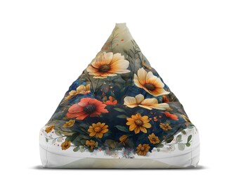 Fleurs sauvages personnalisées - Housse de chaise pouf papillon - Esthétique cottagecore, décoration d'intérieur rétro, cadeau hippie parfait - 2 tailles