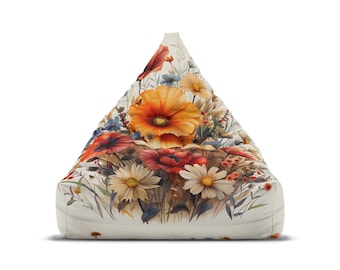 Flor silvestre personalizada - Cubierta de silla de bolsa de frijol mariposa - Estética Cottagecore, Decoración retro del hogar, Regalo hippie perfecto - 2 tamaños