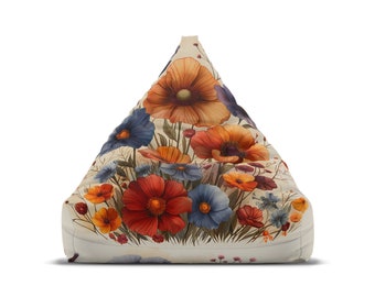 Flor silvestre personalizada - Cubierta de silla de bolsa de frijol mariposa - Estética Cottagecore, Decoración retro del hogar, Regalo hippie perfecto - 2 tamaños