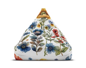 Flor silvestre personalizada - Cubierta de silla de bolsa de frijol mariposa - Estética Cottagecore, Decoración retro del hogar, Regalo hippie perfecto - 2 tamaños