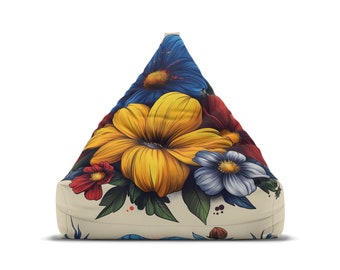 Fleurs sauvages personnalisées - Housse de chaise pouf papillon - Esthétique cottagecore, décoration d'intérieur rétro, cadeau hippie parfait - 2 tailles