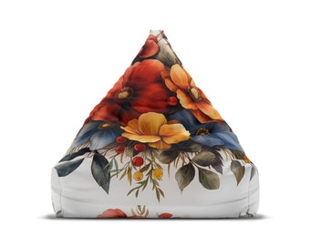 Fleurs sauvages personnalisées - Housse de chaise pouf papillon - Esthétique cottagecore, décoration d'intérieur rétro, cadeau hippie parfait - 2 tailles