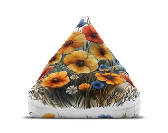 Benutzerdefinierte Wildblume - Schmetterling Sitzsack Stuhlbezug - Cottagecore Ästhetik, Retro Wohnkultur, perfektes Hippie Geschenk - 2 Größen