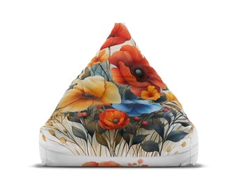 Benutzerdefinierte Wildblume - Schmetterling Sitzsack Stuhlbezug - Cottagecore Ästhetik, Retro Wohnkultur, perfektes Hippie Geschenk - 2 Größen