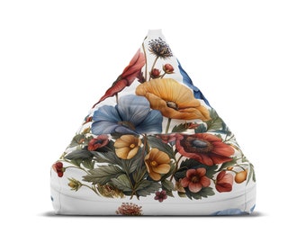 Benutzerdefinierte Wildblume – Schmetterlings-Sitzsack-Stuhlbezug – Cottagecore-Ästhetik, Retro-Wohndekoration, perfektes Hippie-Geschenk – 2 Größen