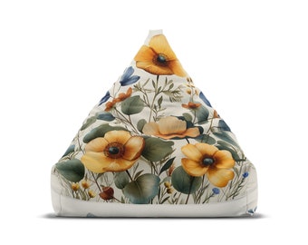 Fleurs sauvages personnalisées - Housse de chaise pouf papillon - Esthétique cottagecore, décoration d'intérieur rétro, cadeau hippie parfait - 2 tailles