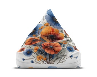 Fleurs sauvages personnalisées - Housse de chaise pouf papillon - Esthétique cottagecore, décoration d'intérieur rétro, cadeau hippie parfait - 2 tailles