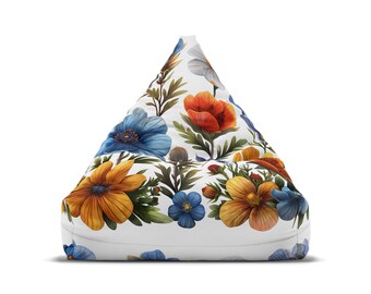 Custom Wildflower - Butterfly Bean Bag Chair Cover - Cottagecore Aesthetic, Retro Home Decor, Perfect Hippie Gift - 2 Sizes