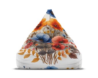 Benutzerdefinierte Wildblume - Schmetterling Sitzsack Stuhlbezug - Cottagecore Ästhetik, Retro Wohnkultur, perfektes Hippie Geschenk - 2 Größen