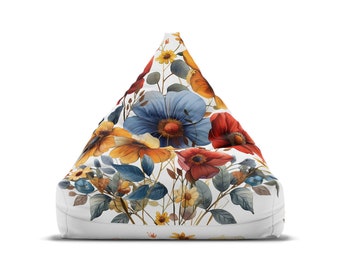 Benutzerdefinierte Wildblume – Schmetterlings-Sitzsack-Stuhlbezug – Cottagecore-Ästhetik, Retro-Wohndekoration, perfektes Hippie-Geschenk – 2 Größen