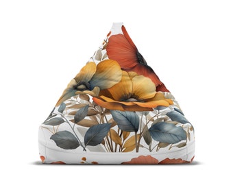 Benutzerdefinierte Wildblume – Schmetterlings-Sitzsack-Stuhlbezug – Cottagecore-Ästhetik, Retro-Wohndekoration, perfektes Hippie-Geschenk – 2 Größen