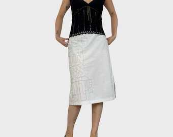 Cop Copine White Graphic Spell Out Midi Skirt - M/L