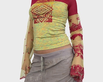 Save the Queen Graphic Mesh Long Sleeve - S