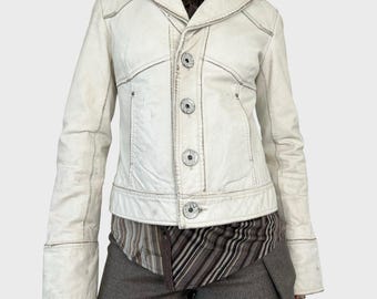 Miss Sixty White Faded Leather Jacket - S