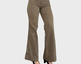 Cop Copine Tan Pinstripe Trousers - XS/S