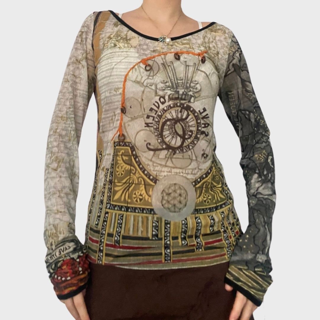 ファッションの SAVE THE QUEEN トップスロングtシャツメッシュ トップス