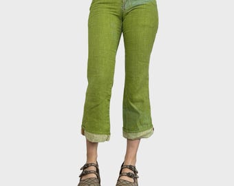 Miss Sixty Green Linen Capris - XS