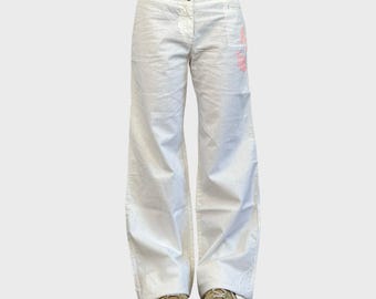 Cop Copine White Linen Wide Leg Trousers - L