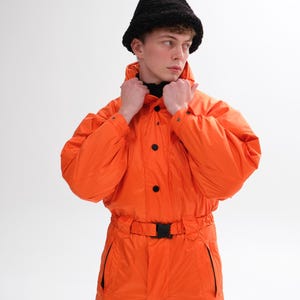 Man ski suit, Winter jumpsuit,orange overall, ski overall for man, 80s jumpsuit for man, vintage ski, retro ski suit