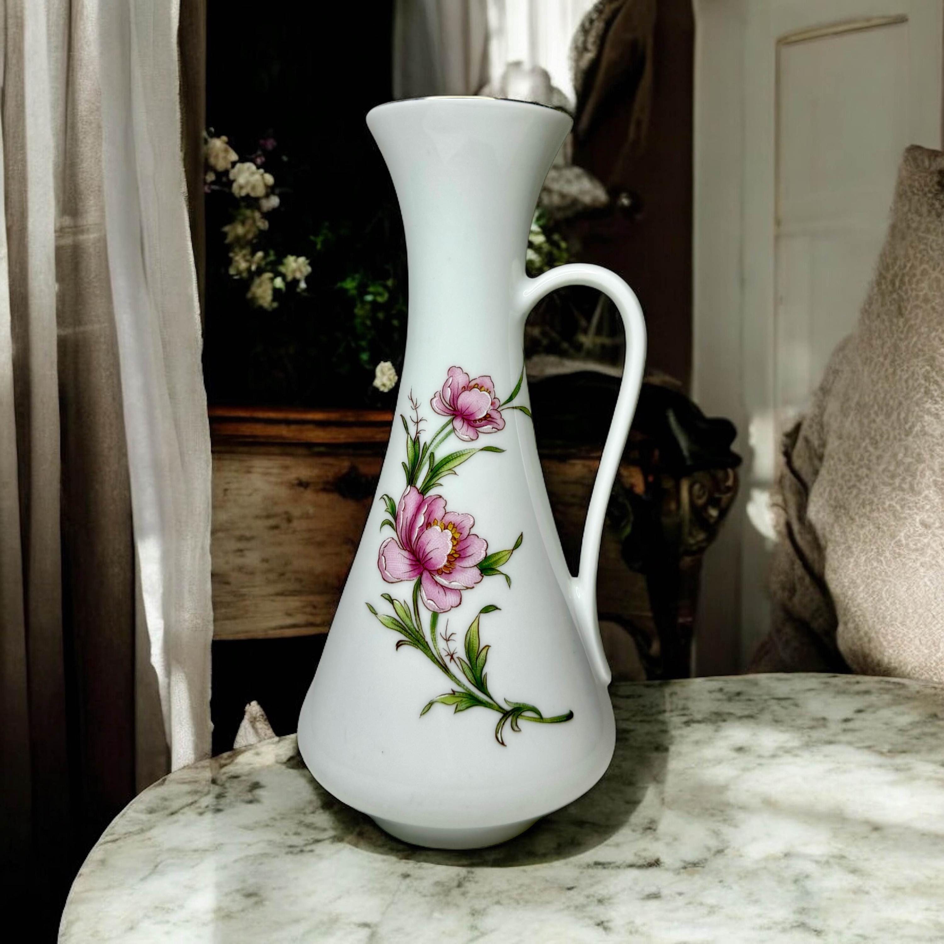 Vintage KPM Bavaria Porcelain Vase: Hand-painted Pink Floral
