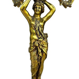 Vintage bronskandelabrar, par, bordslampor med 5 ljuskällor, barock rokoko-manteldekor, 50 cm bild 9