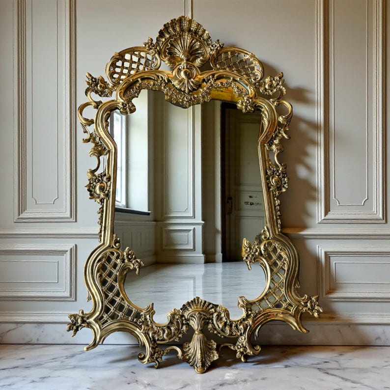Gilt Bronze Italian Marble Console Table, Baroque Rococo Hollywood Regency Entryway Hallway Table, White Marble Top image 14