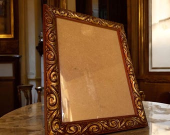 Vintage Ornate Hand-Carved Wood Photo Frame, Baroque Revival Decor Holder