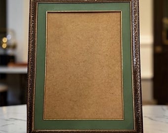Vintage Ornate Baroque Picture Frame: Green & Gold, 27.5x21.5"