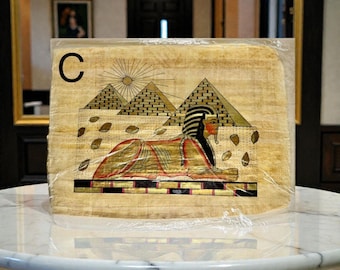 ヴィンテージ額入りエジプトパピルス絵画 - ミュージシャンのサイン