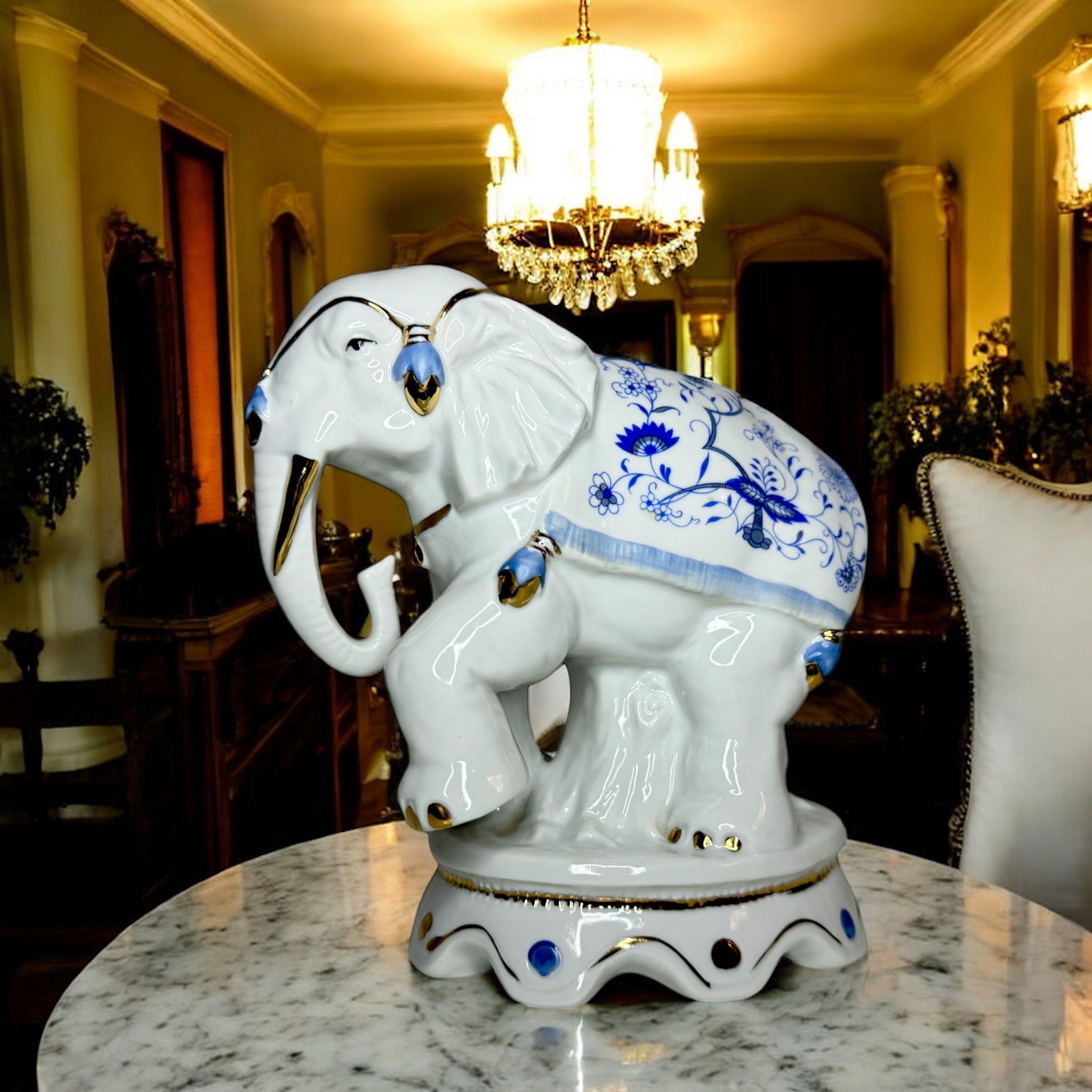 Blue and White Porcelain Elephants - Etsy Canada