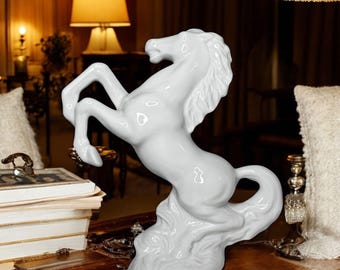 フッチェンロイターの自由の馬の置物 - MCM ドイツ白馬磁器彫刻