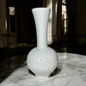 Vintage Schumann Arzberg Vase, White Porcelain Germany, Textured Diamond Relief, Mid-Century Modern Bavaria Vase
