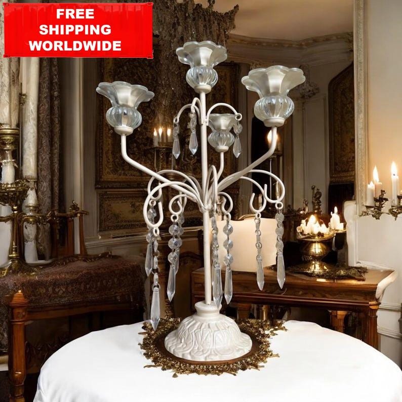 ヴィンテージクリスタルシャンデリア：シャビーシックなフレンチ