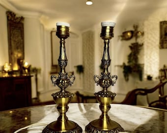 Vintage Brass Table Lamps: Ornate Baroque Neoclassical Lighting