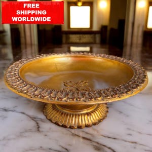 Giordano di Ponzano Baroque Gilded Pedestal Bowl – Decorative Resin Centerpiece 26x9 cm