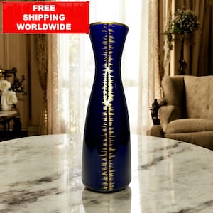 Vintage German Echt Kobalt Porcelain Vase | Hand Painted Cobalt Blue and Gold | Fine Porcelain Home Decor | Collectible Elegant Vase