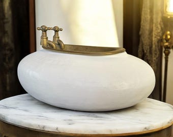 Vintage Brass Bathtub Soap Dish, Mini Bath Tray, Mid-Century Bathroom Decor, Novelty Vanity Accessory, Hand-Painted White Base, 1950s