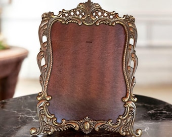 Vintage Baroque Brass Picture Frame: Rococo Style Photo Display